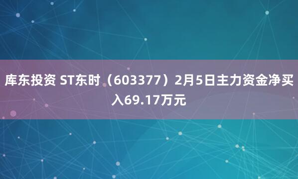 库东投资 ST东时（603377）2月5日主力资金净买入69.17万元